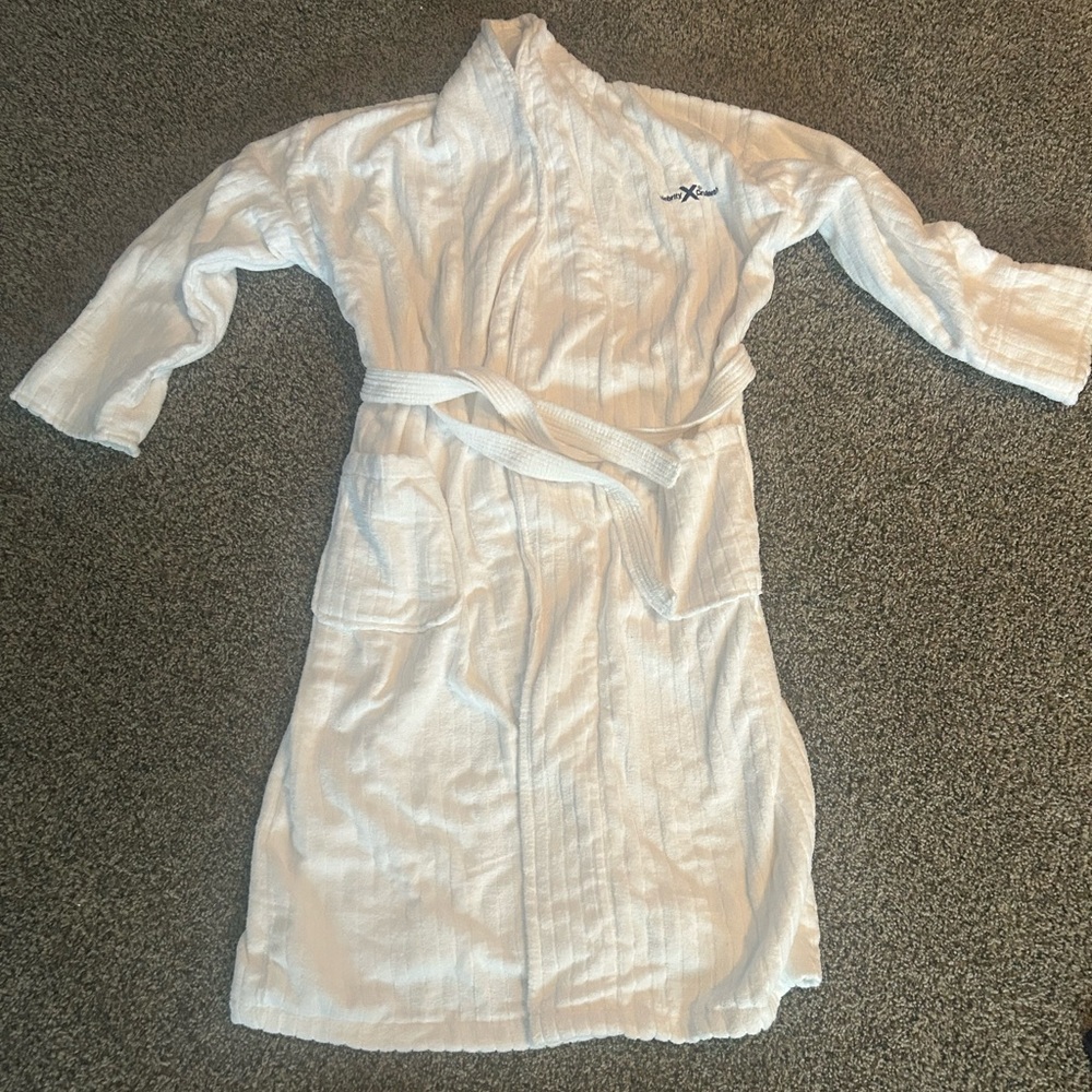 White Textured Bathrobe